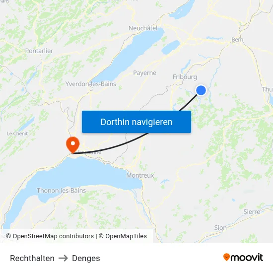 Rechthalten to Denges map
