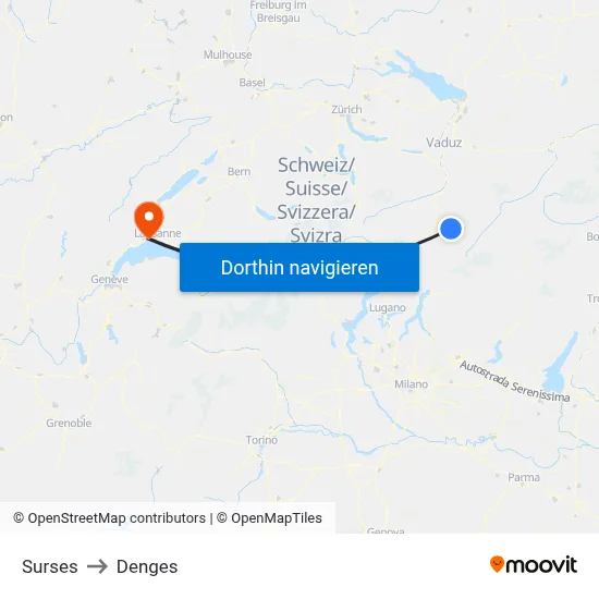 Surses to Denges map