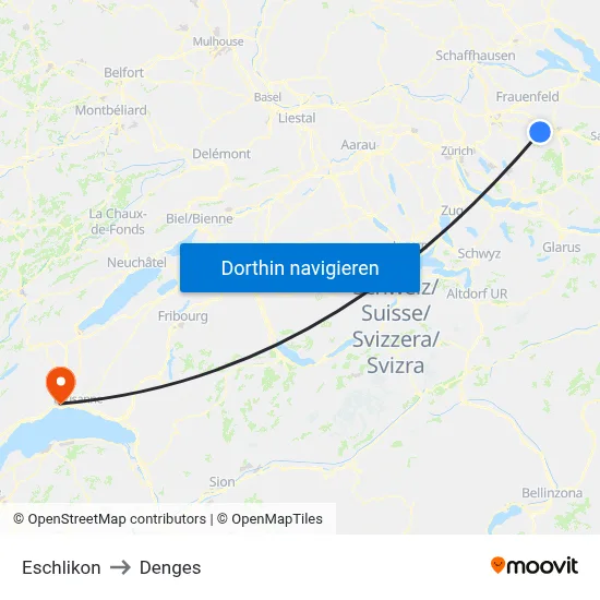 Eschlikon to Denges map