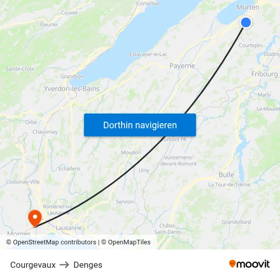 Courgevaux to Denges map