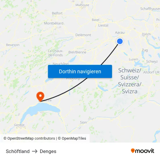 Schöftland to Denges map