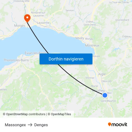Massongex to Denges map