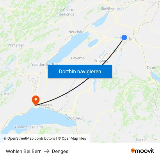 Wohlen Bei Bern to Denges map