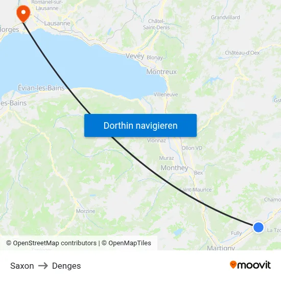 Saxon to Denges map