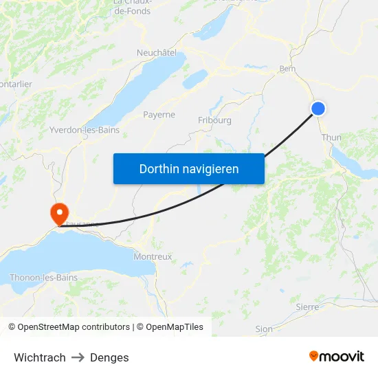 Wichtrach to Denges map