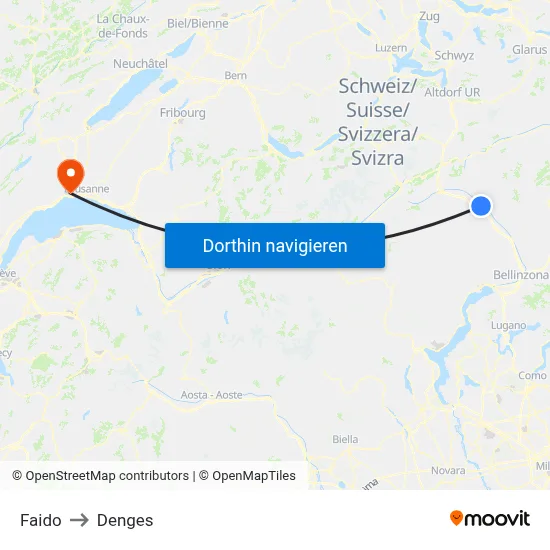Faido to Denges map