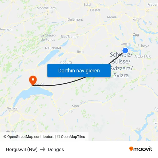 Hergiswil (Nw) to Denges map