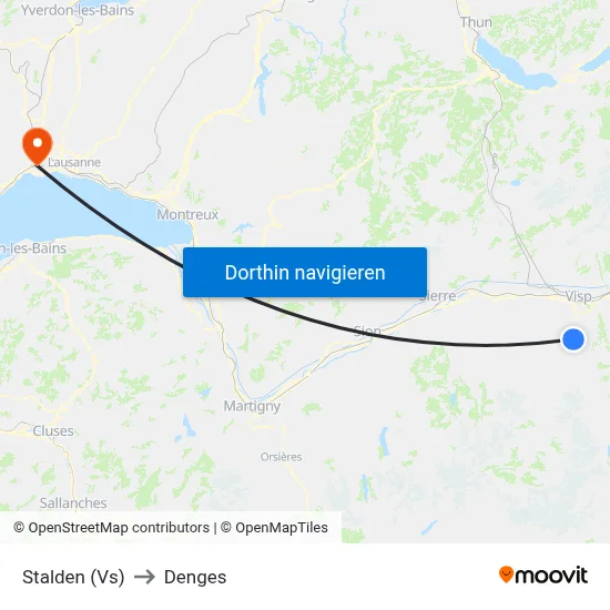 Stalden (Vs) to Denges map