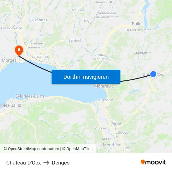 Château-D'Oex to Denges map
