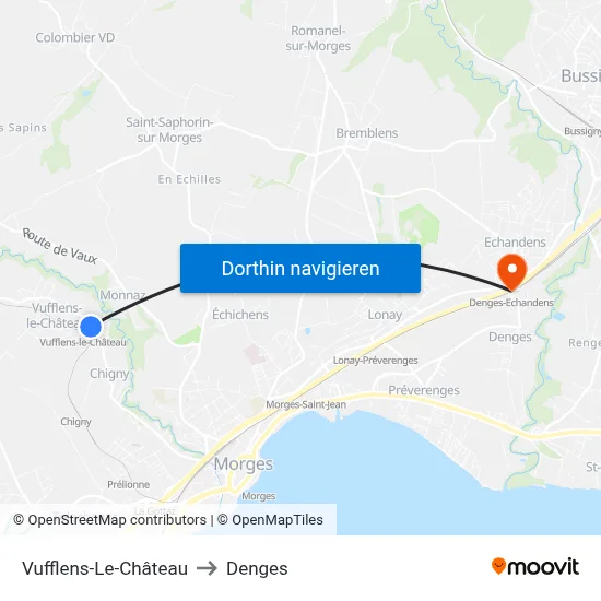 Vufflens-Le-Château to Denges map