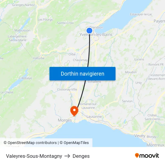 Valeyres-Sous-Montagny to Denges map