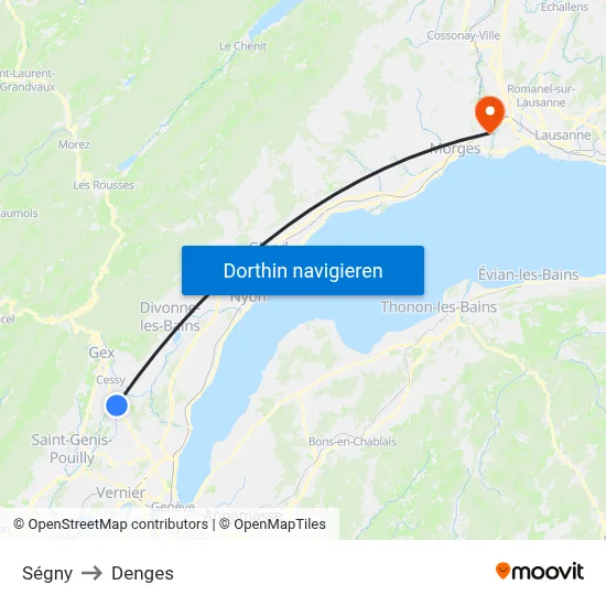 Ségny to Denges map