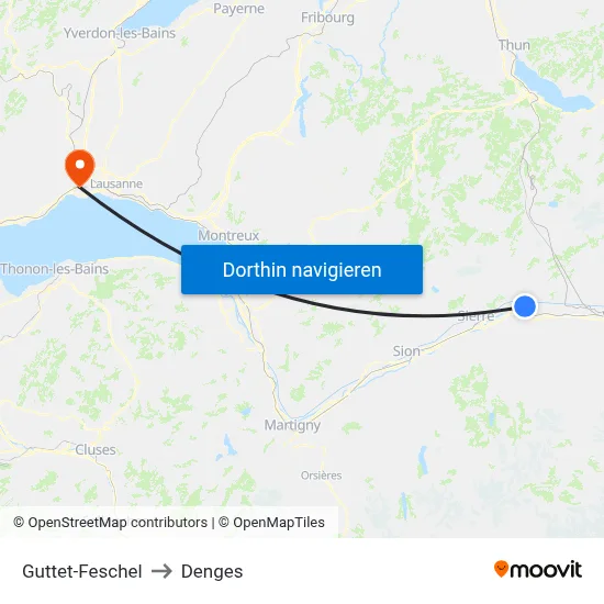 Guttet-Feschel to Denges map