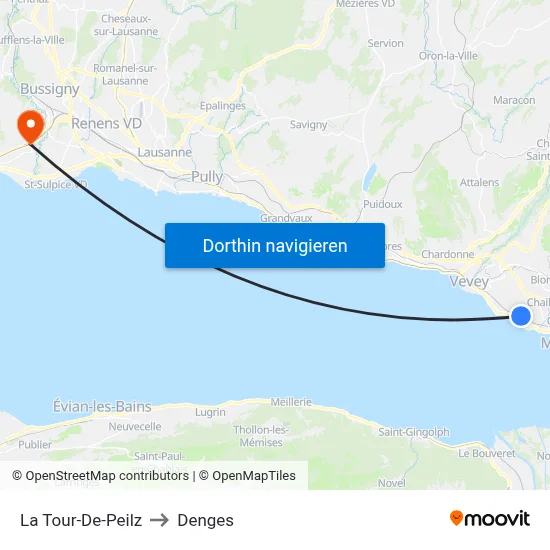 La Tour-De-Peilz to Denges map