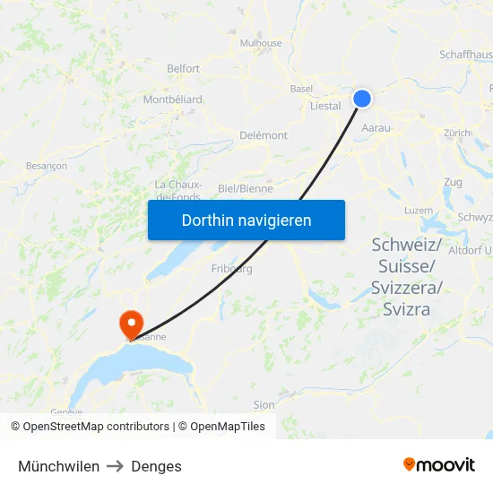 Münchwilen to Denges map