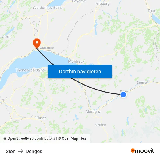 Sion to Denges map