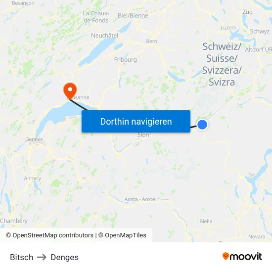 Bitsch to Denges map