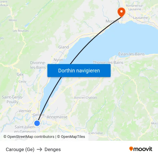 Carouge (Ge) to Denges map
