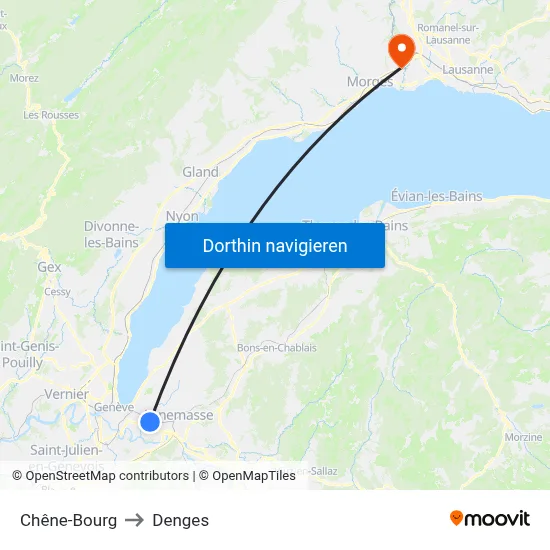 Chêne-Bourg to Denges map