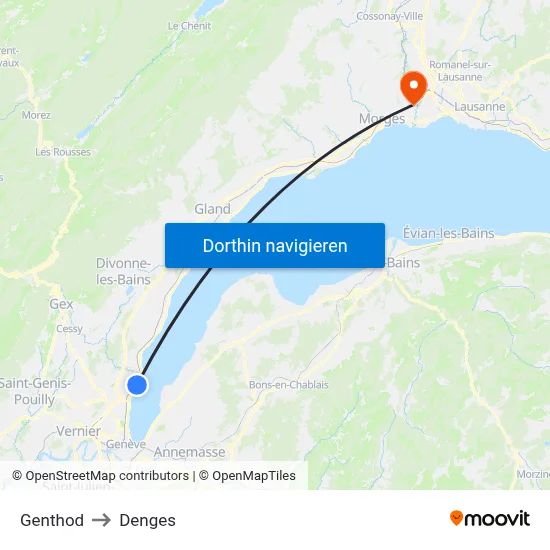 Genthod to Denges map