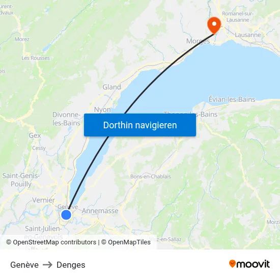 Genève to Denges map