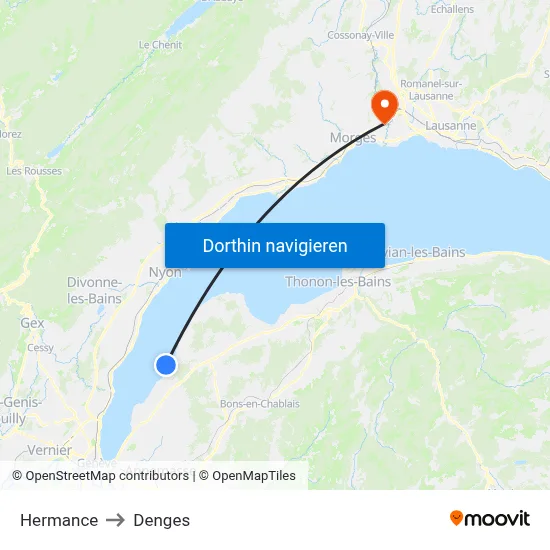 Hermance to Denges map