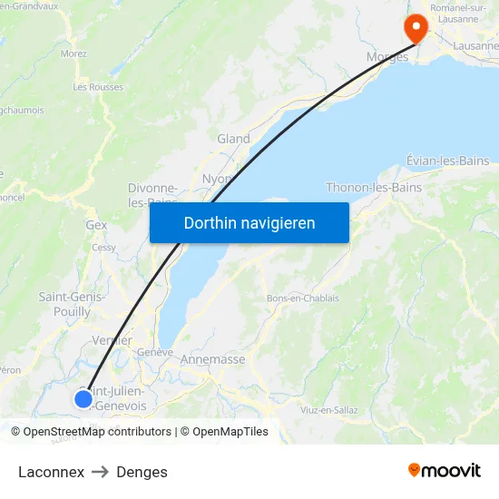 Laconnex to Denges map