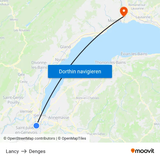 Lancy to Denges map