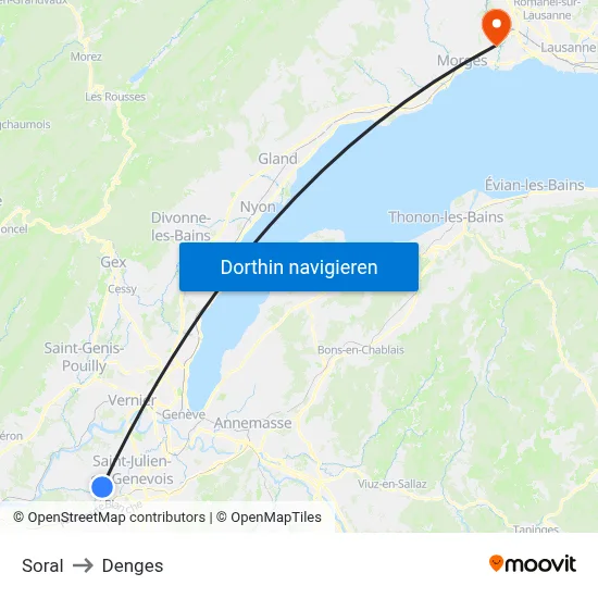 Soral to Denges map