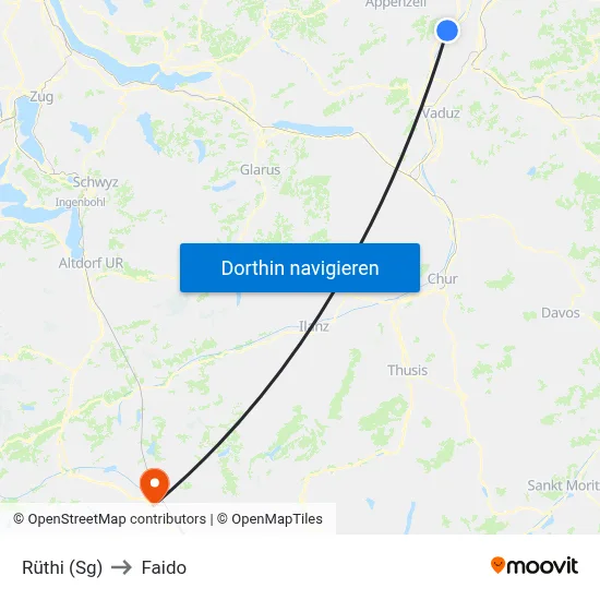 Rüthi (Sg) to Faido map