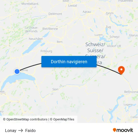 Lonay to Faido map