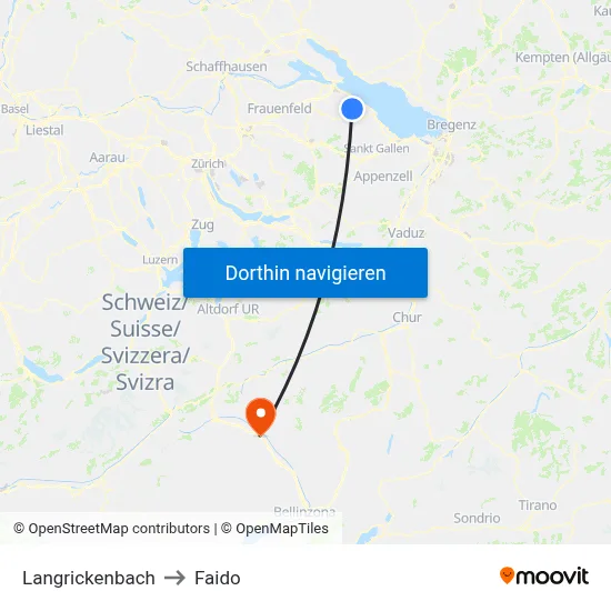 Langrickenbach to Faido map