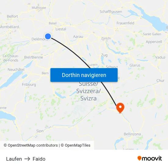 Laufen to Faido map