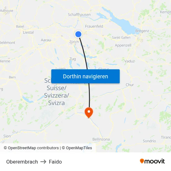 Oberembrach to Faido map