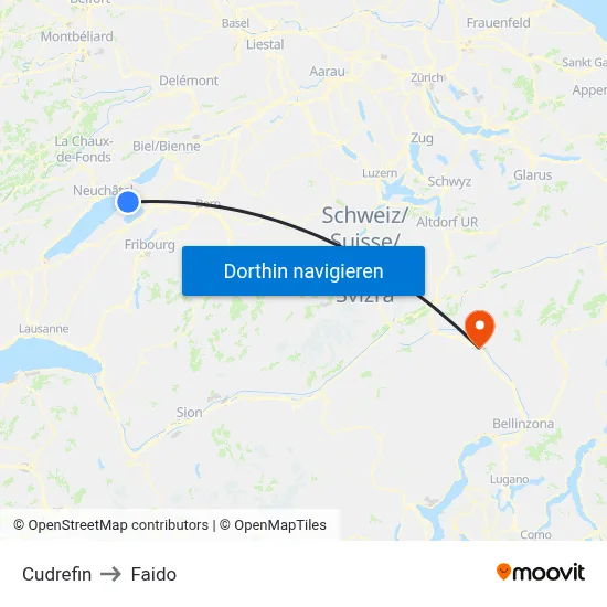 Cudrefin to Faido map
