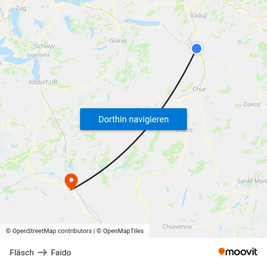 Fläsch to Faido map