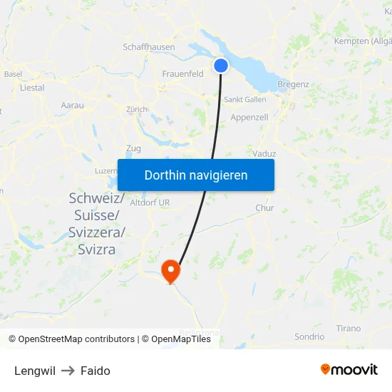 Lengwil to Faido map