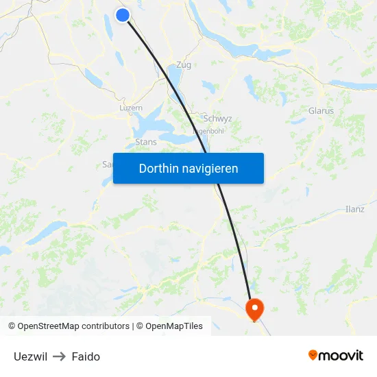 Uezwil to Faido map