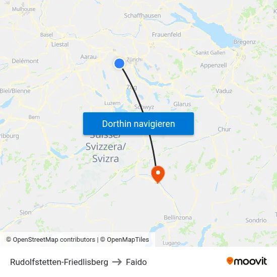Rudolfstetten-Friedlisberg to Faido map