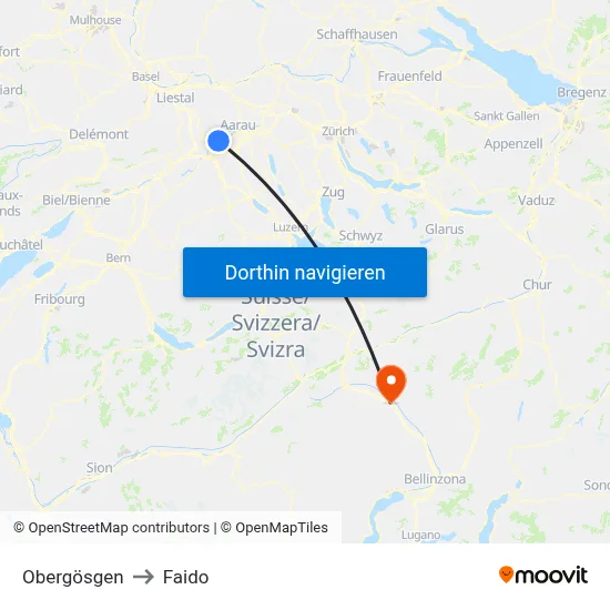 Obergösgen to Faido map