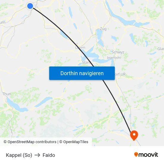Kappel (So) to Faido map