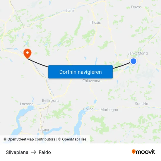Silvaplana to Faido map