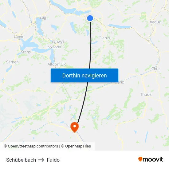 Schübelbach to Faido map