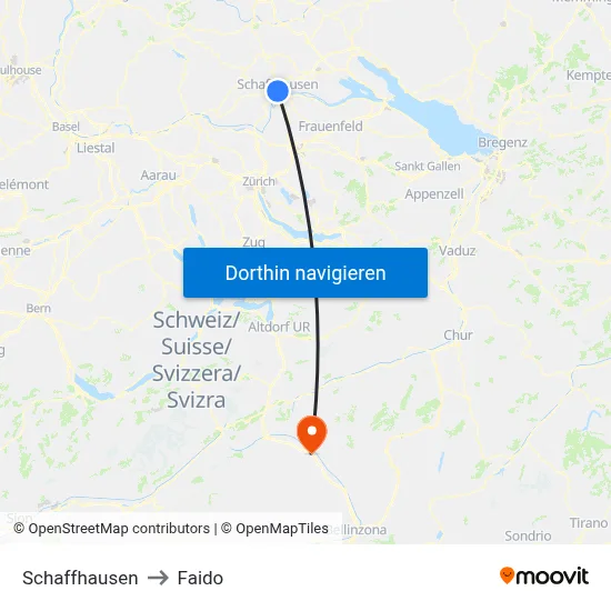 Schaffhausen to Faido map