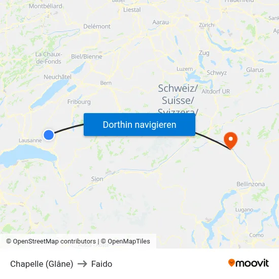 Chapelle (Glâne) to Faido map