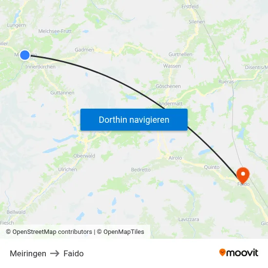 Meiringen to Faido map