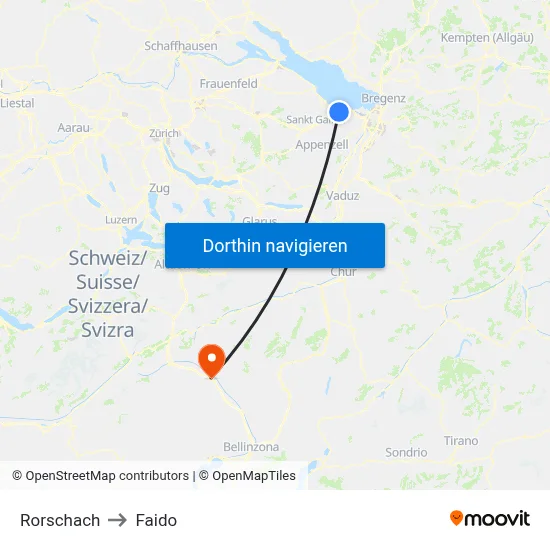 Rorschach to Faido map