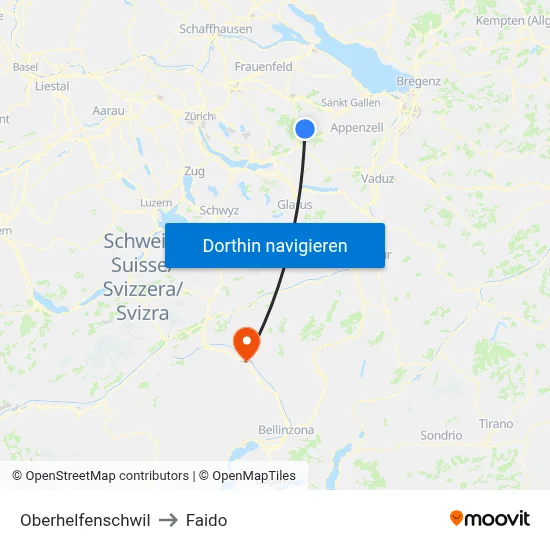 Oberhelfenschwil to Faido map