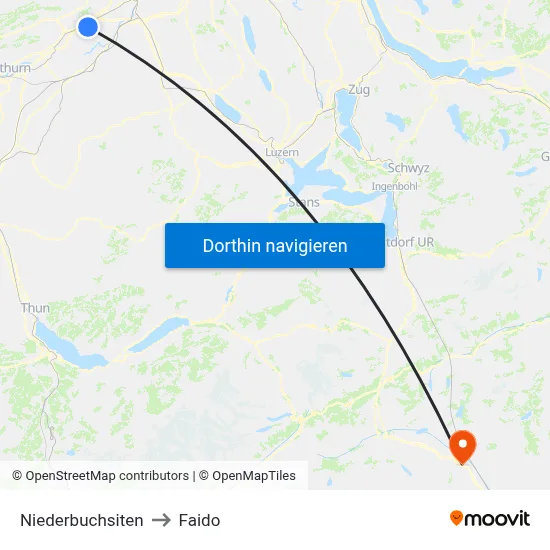 Niederbuchsiten to Faido map