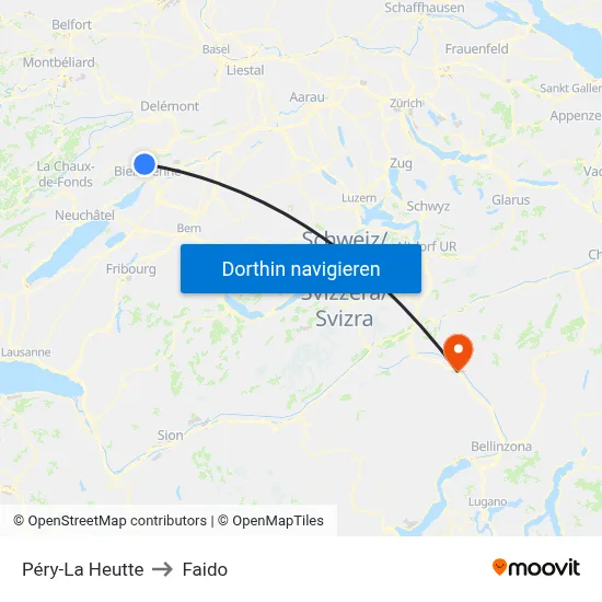 Péry-La Heutte to Faido map